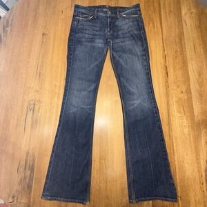 7 for All Mankind Flynt Women Y2K Dark Wash Blue Jeans Sz 28 Heel Bites Low Rise